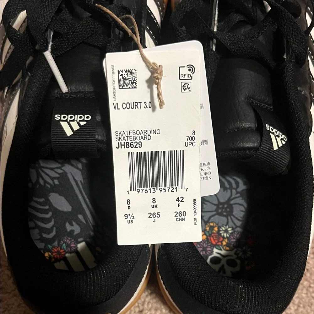 Adidas Black and White Sneakers with Gum Sole - Picture 2 of 5